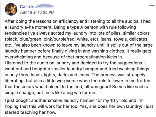 Carrie P FB Post , Client Breakthroughs